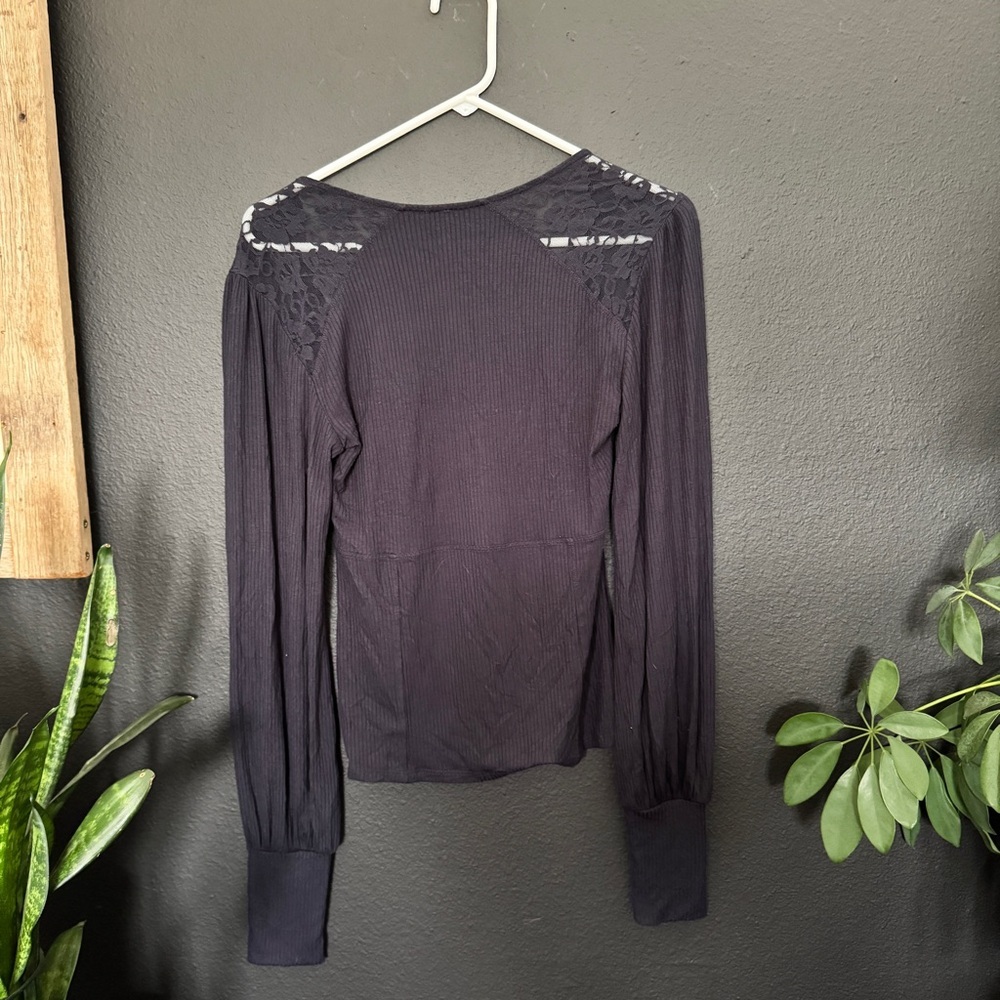 Free People Lace Ribbed Henley - Picture 2 of 4